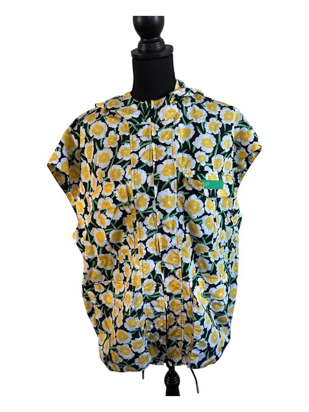 DVF and Target Yellow & Black Floral Zip-Front Vest